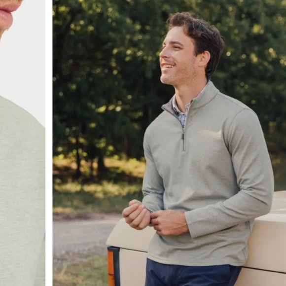 Mizzen+Main ProFlex Quarter Zip Sage Green Heather - Picture 1 of 11